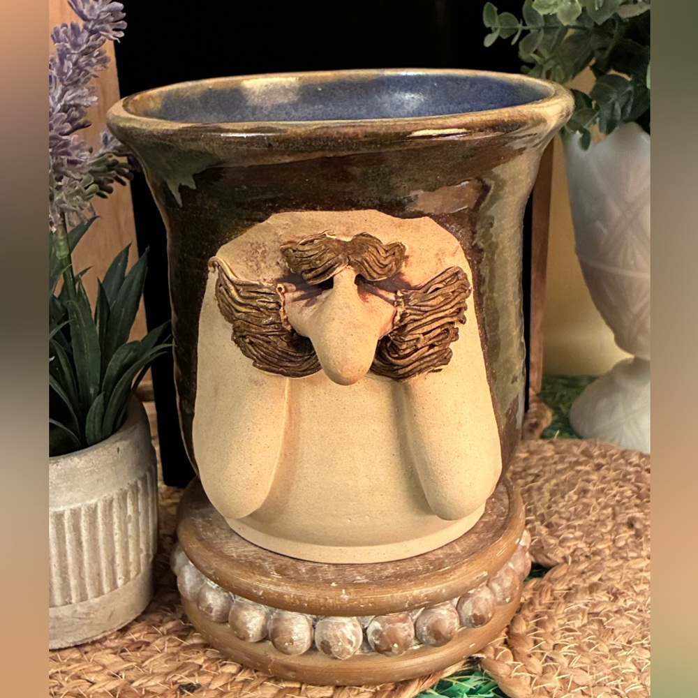 Vintage Mahon Ugly Face Stoneware Planter